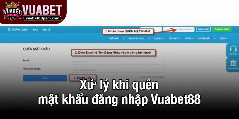 Xử lý khi quên mật khẩu đăng nhập Vuabet88